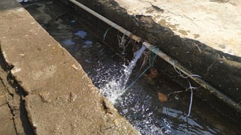 गडचिरोली : तहसील कार्यालय परिसरात वाया जाणारे पाणी. 