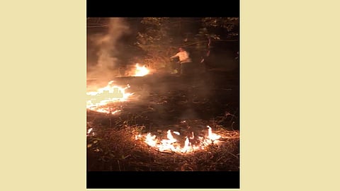 खालापूर जवळ मद्यपींचा पराक्रम; सिगारेटमुळे पेट्रोल पंपाजवळ आग