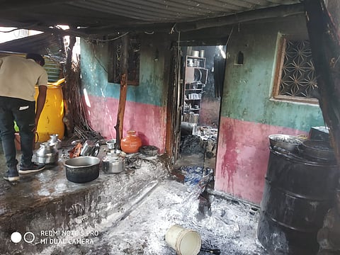 An explosion of a domestic gas tank at Kanergaon has caused a loss of Rs fourty thousand.jpg
