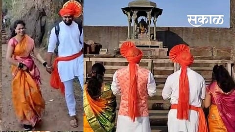 Raigad fort and Shivaji maharaj devotees newlyweds start married life belgaum marathi news