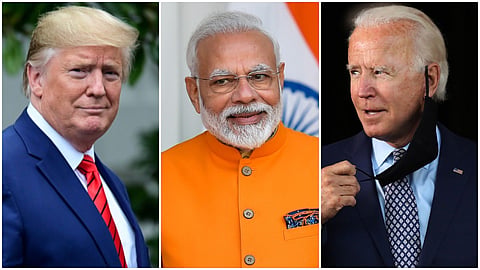 DONALD TRUMP AND JOE BIDEN AND MODI