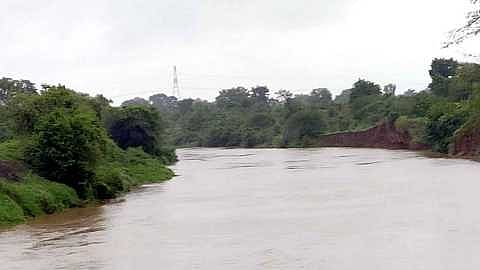 Green belt on the banks of river Sina in the city under the central government nectar scheme