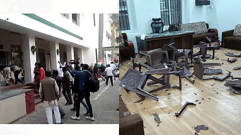 congress leader sangram thopte supporters broke congress office in pune 1congress leader sangram thopte supporters broke congress office in pune 