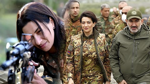 armenia prime minister s wife anna hakobyan on battle ground