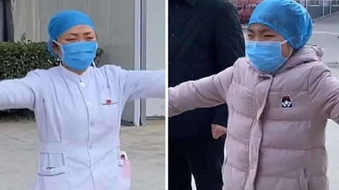 coronavirus China social media viral video nurse and her daughter