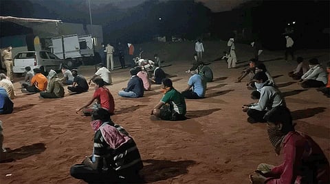 Police seized the container full of people in sangli jat
