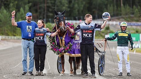 Mauri Korkiavuori, Jutta Ihalainen, Antti Ojanperä ja Hannu Torvinen, sekä kuningas Pro.