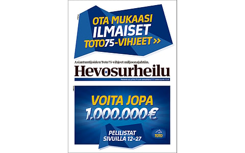 Ilmainen Toto75-vihjelehti myyntipisteissä ja radoilla