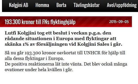 Lutfi Kolgjinin kotisivuilla uutisoitiin lahjoituksesta.