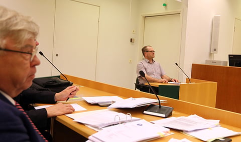 Hannu Rantala todistajana Espoon käräjäoikeudessa.