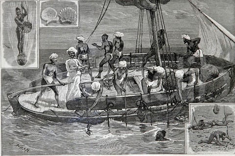 Day on the dhow: An image of a pearl fishery published in 'The Graphic', 1887 / Himal Southasian (January 2011)