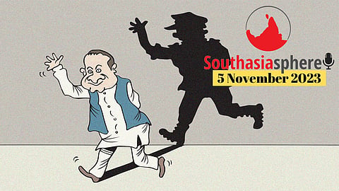 On 21 October, Pakistan’s former prime minister Nawaz Sharif returned to Islamabad after four years of self-imposed exile in London. He will face an uphill battle to ensure he can run for upcoming elections. Cartoon by Gihan de Chickera