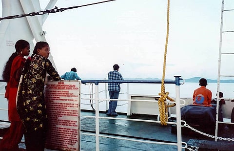 A ferry leaving Little Andaman. Since 2019, the Indian government’s top public-policy think tank has promoted a pair of development mega-projects that promise to transform  – or devastate – Little Andaman and Great Nicobar. Photo courtesy Edith Mirante