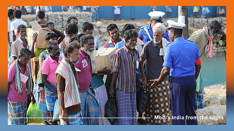 Indian fishermen are freed in northern Sri Lanka in 2014 after being caught in Sri Lankan waters. Fishing conflicts, and the fate of the isle of Katchatheevu, continue to roil the India-Sri Lanka relationship – and open a door to increased Chinese influence.