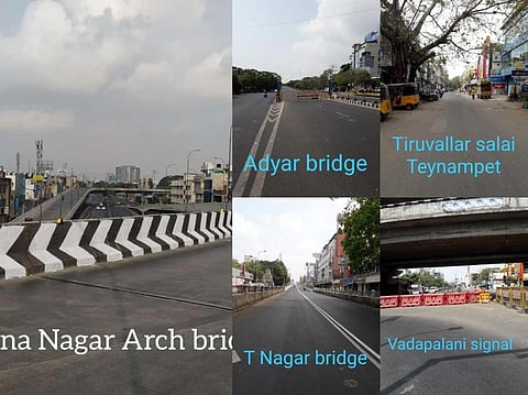 கரோனா வைரஸ் நோய்த்தொற்று தடுப்பு ஊரடங்கு - வெறிச்சோடிய சென்னையின் முக்கிய சாலைகள்! படங்கள் தொகுப்பு: எல்.சீனிவாசன்