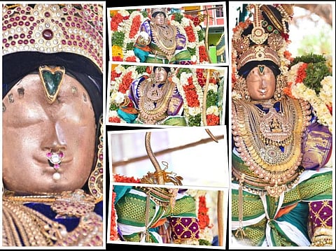 ஸ்ரீவித்யா இராஜகோபாலஸ்வாமி திருக்கோவில், இராஜமன்னார்குடி. பங்குனி பிரமோத்ஸவம் பதிமூன்றாம் திருநாள் காலை தங்க பல்லக்கு காளிங்கநர்த்தன சேவை - தொகுப்பு: எல்.சீனிவாசன்