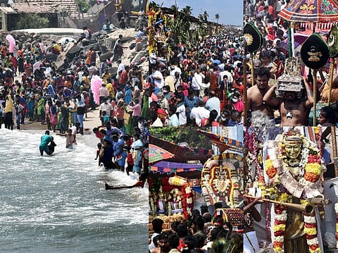 மாசிமகத்தை முன்னிட்டு வைத்திக்குப்பம் கடற்கரையில் கடல் தீர்த்தவாரி நிகழ்ச்சி -  படங்கள். எம்.சாம்ராஜ்