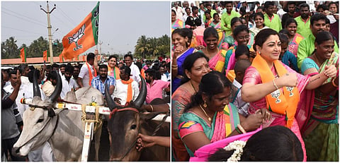 பாஜக சார்பில் மக்களுடன் பொங்கல் வைத்த குஷ்பு  - புகைப்படத் தொகுப்பு