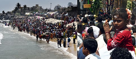 மாசி மகம்: புதுவை வைத்திக்குப்பம் கடற்கரையில் தீர்த்தவாரி -- புகைப்படத் தொகுப்பு