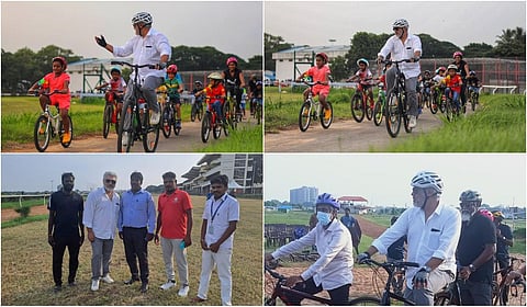 குழந்தைகளுடன் அஜித் சைக்கிளிங் - போட்டோ ஸ்டோரி
