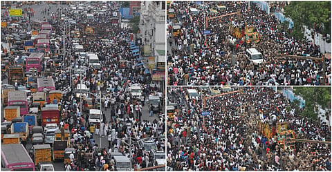 தீவுத்திடலில் இருந்து கோயம்பேடு வரை... மக்கள் வெள்ளத்தில் விஜயகாந்த் இறுதி ஊர்வலம் - புகைப்படத் தொகுப்பு
