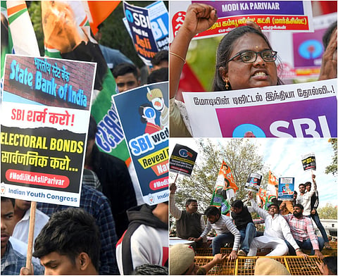protest against SBI Bank over electoral bonds issue - photo album