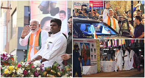 Modi at a road show in Coimbatore