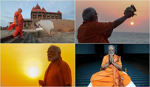 PM Modi meditates at Vivekananda rock memorial
