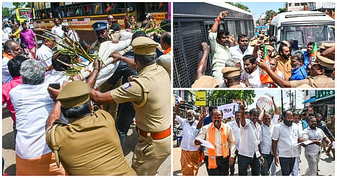 bjp protest all over tamilnadu against tn govt