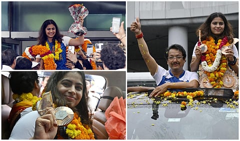 Manu Bhaker Receives Grand Reception