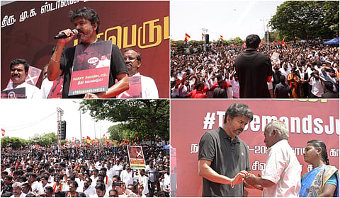 Tamilaga Vettri Kazhagam Vijay Protest in chennai