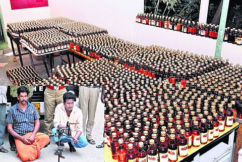 திண்டுக்கல்: அரசியல் கட்சிகளுக்கு போலி மதுபாட்டில்கள் சப்ளை; புதுச்சேரி சாராய வியாபாரிகள் 2 பேர் கைது