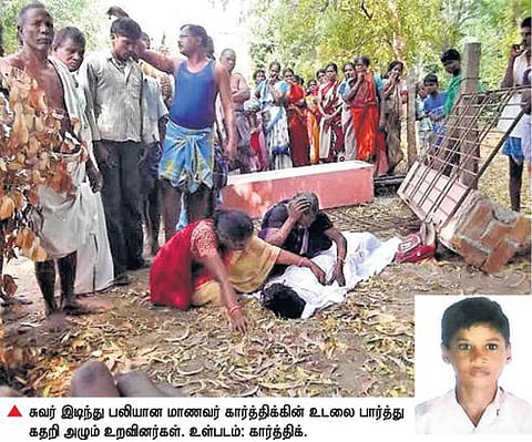 மரக்காணம் அருகே பரிதாபம்﻿: பள்ளிக்கூட சுவர் இடிந்து மாணவன் பலி﻿