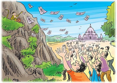 பெண்ணின் பணப்பையை பறித்து﻿﻿ 500 ரூபாய் நோட்டுகளை பறக்க விட்ட குரங்கு