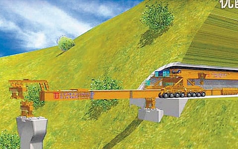 பாலம் அமைக்கும் ராட்சத இயந்திரம்﻿