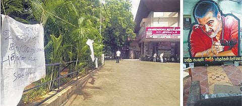 கட்-அவுட், ஃபிளக்ஸ் வைப்பதற்காக﻿﻿ தியேட்டர்களில் ஒரு வாரத்துக்கு முன்பே இடம்பிடித்த அஜித் ரசிகர்கள்﻿