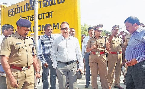 மகாமகப் பெருவிழா பாதுகாப்பு பணிகள் தொடர்பாக கும்பகோணத்தில் ரயில்வே ஐஜி-க்கள் ஆய்வு﻿