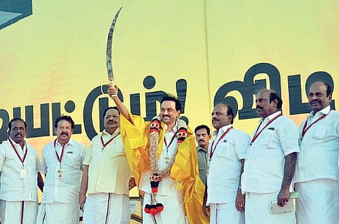 கருணாநிதி தலைமையில் திமுக ஆட்சி அமைந்தே தீரும்: உறுதி முழக்கப் பேரணியில் மு.க.ஸ்டாலின் நம்பிக்கை