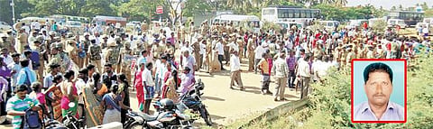 கைதி மரணத்தால் சோழவரம் அருகே பதற்றம்: சாலை மறியல்; பஸ் கண்ணாடி உடைப்பு