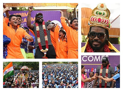 பேசும் படங்கள்: சென்னை மாணவர்களுடன் கிறிஸ் கெயில்!