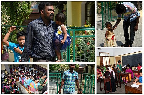 கைக்குழந்தையுடன் காத்திருந்த கணவர்கள்: ஆசிரியர் தகுதி தேர்வின்போது ருசிகரம்
