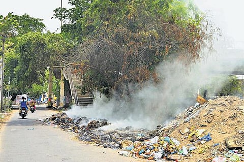 சாலையோரம் எரிக்கப்படும் குப்பைகளால் சுற்றுச்சூழல் சீர்கேடு﻿: தீப்பற்றுவதால் பட்டுப்போகும் மரங்கள்﻿