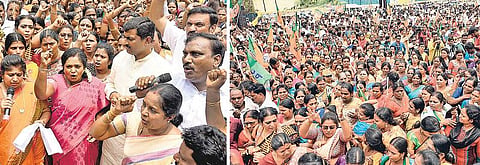 பூரண மதுவிலக்கு அமல்படுத்த கோரி கோட்டை நோக்கி பாஜக பேரணி: சென்னை, திருவள்ளூர், காஞ்சிபுரம் மாவட்டங்களைச் சேர்ந்த நூற்றுக்கணக்கான பெண்கள் பங்கேற்பு