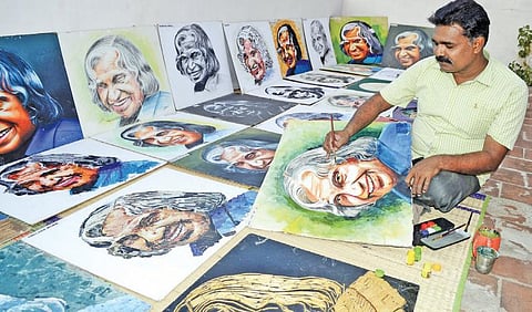 கலாம் நினைவு: புதுமையாக அசத்திய நெல்லை ஓவியர்