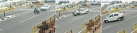நாமக்கல் அருகே கார் மோதி தூக்கிவீசப்பட்ட பெண் உயிர் தப்பினார்: சிசிடிவி கேமராவில் பதிவான விபத்துக் காட்சி