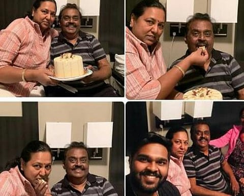 அமெரிக்காவில் மனைவி பிரேமலதாவுடன் திருமண நாளைக் கொண்டாடிய விஜயகாந்த்
