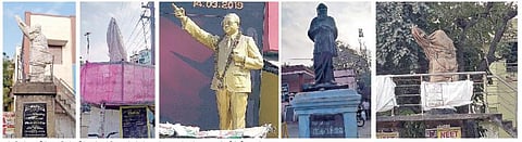 சுதந்திரப் போராட்ட தியாகிகளின் சிலையும் மூடல்﻿; ﻿தேர்தலுக்காக தலைவர்களின் சிலைகளை மறைப்பதில் குளறுபடி﻿: ﻿தெளிவற்ற உத்தரவுகளால் தவிக்கும் தேர்தல் அலுவலர்கள்﻿