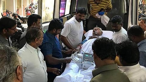 மருத்துவமனையிலிருந்து கொண்டு வரப்பட்ட சரவணபவன் ராஜகோபால் | கோப்புப் படம்