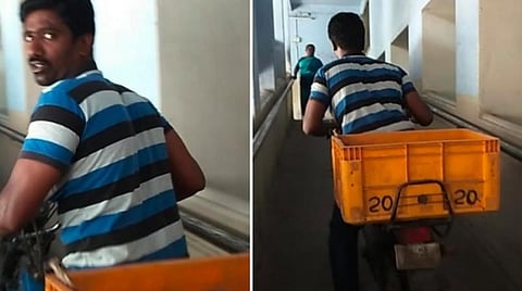 மதுரை அரசு மருத்துவமனையில் பகிரங்கமாக 'மீன்' விற்பனை: ரோட்டில் செல்வதுபோல் வார்டுகளுக்கு பைக்கில் சென்று  இடையூறு ஏற்படுத்தும் வியாபாரி