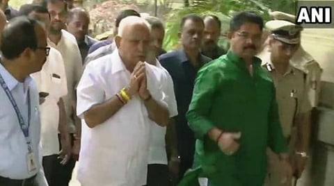 கர்நாடக சட்டப்பேரவைக்கு இன்று வந்த முதல்வர் பிஎஸ் எடியூரப்பா : படம் ஏஎன்ஐ